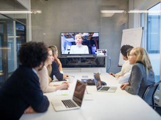 Business people having video conference