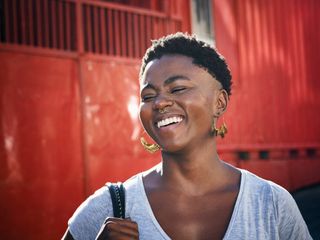 Portrait of woman laughing
